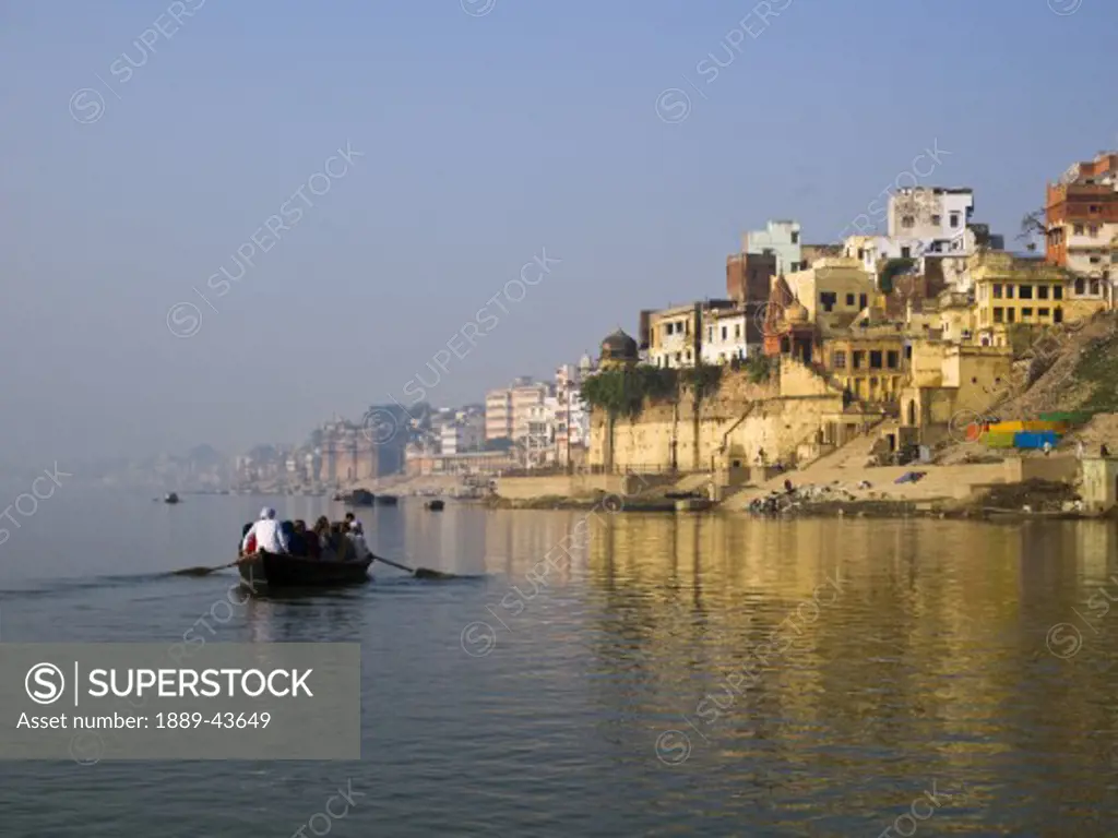 Ganges River,Varanasi,India;Boats on the river