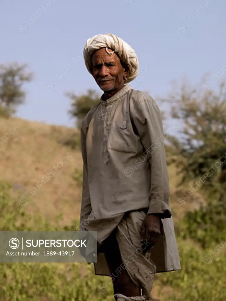 Aravalli Hills,Rajasthan,India;Portrait of senior man
