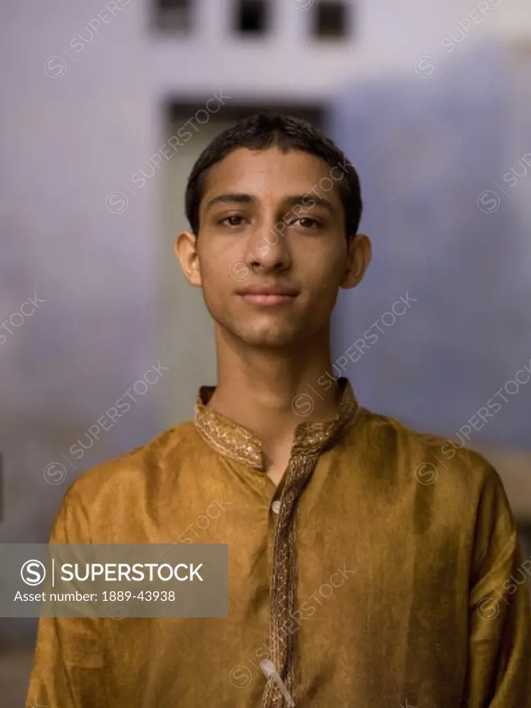Varanasi,India;Portrait of teenage Hindu boy