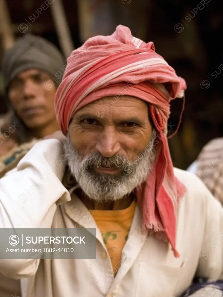 Agra,India;Portrait of man wearing turban