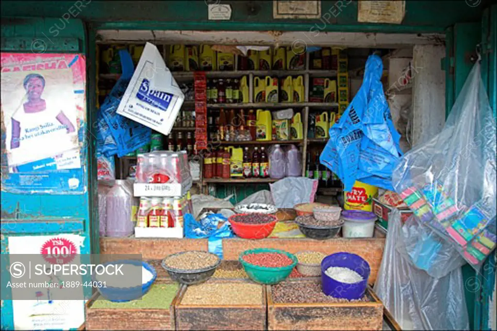  Stone Town,Zanzibar,Africa;Store selling food and grains