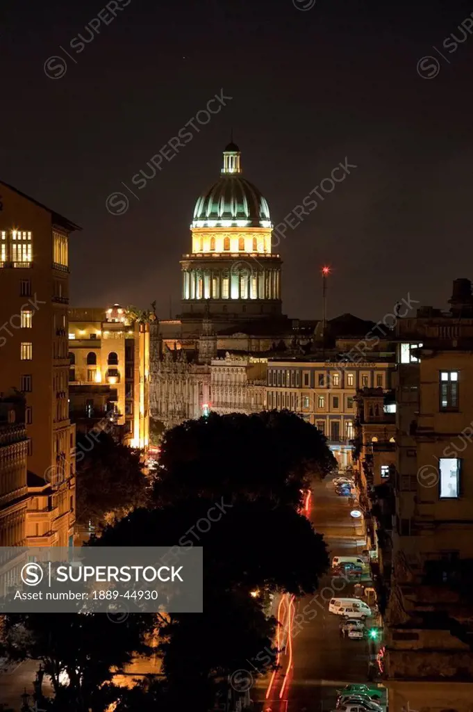 Cuba at night with Capitolio in background