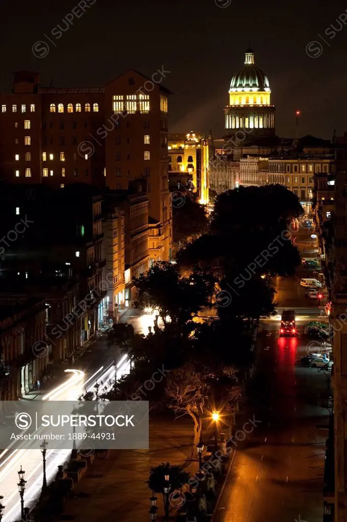 Cuba at night with Capitolio in background