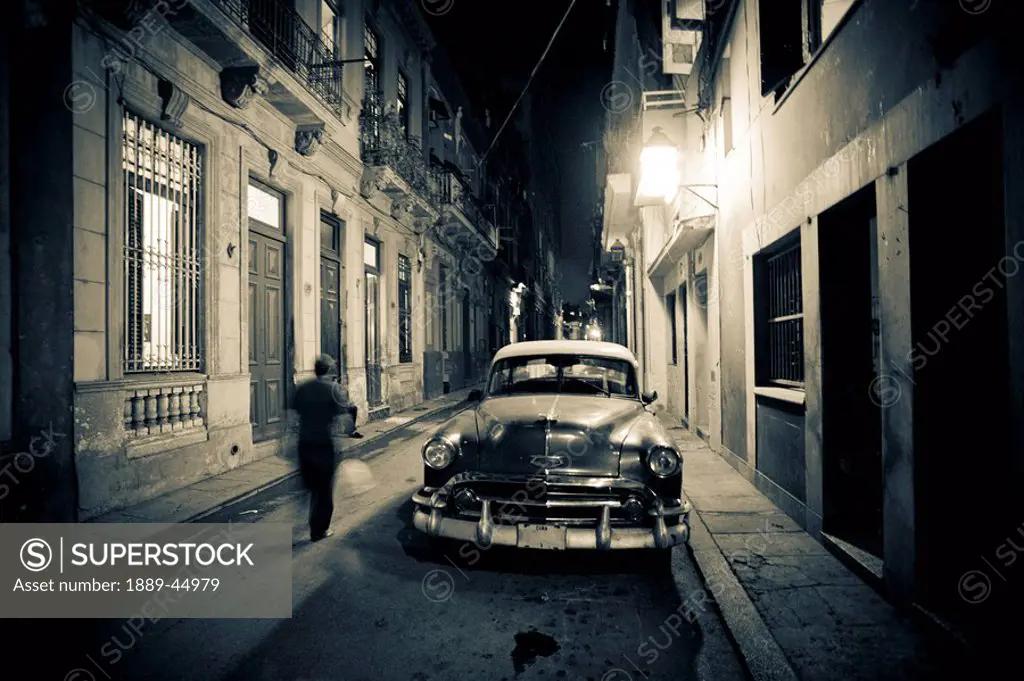 Car parked in an alley in Havana