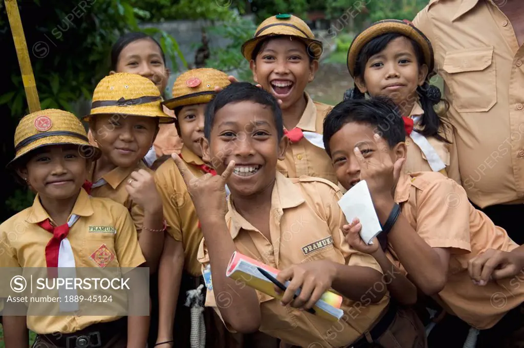 Schoolchildren in uniform, Bali, Indonesia