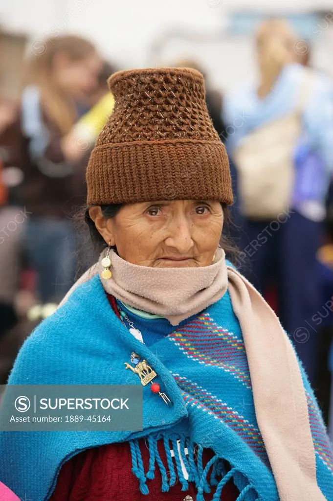 Senior woman in wool hat, Lima, Peru
