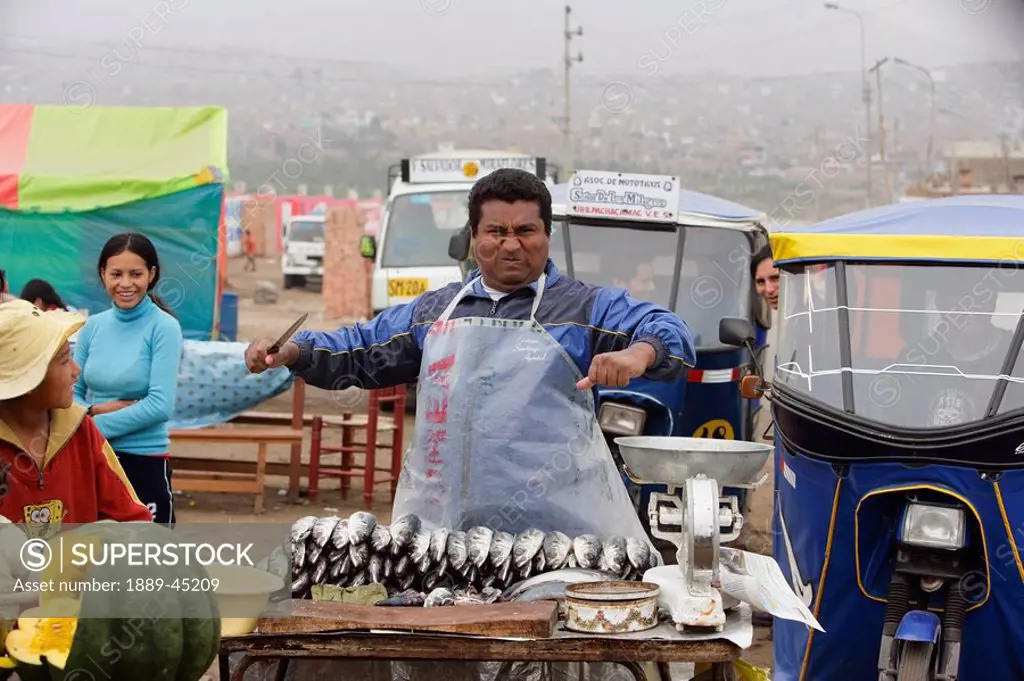 Fish merchant, Lima, Peru