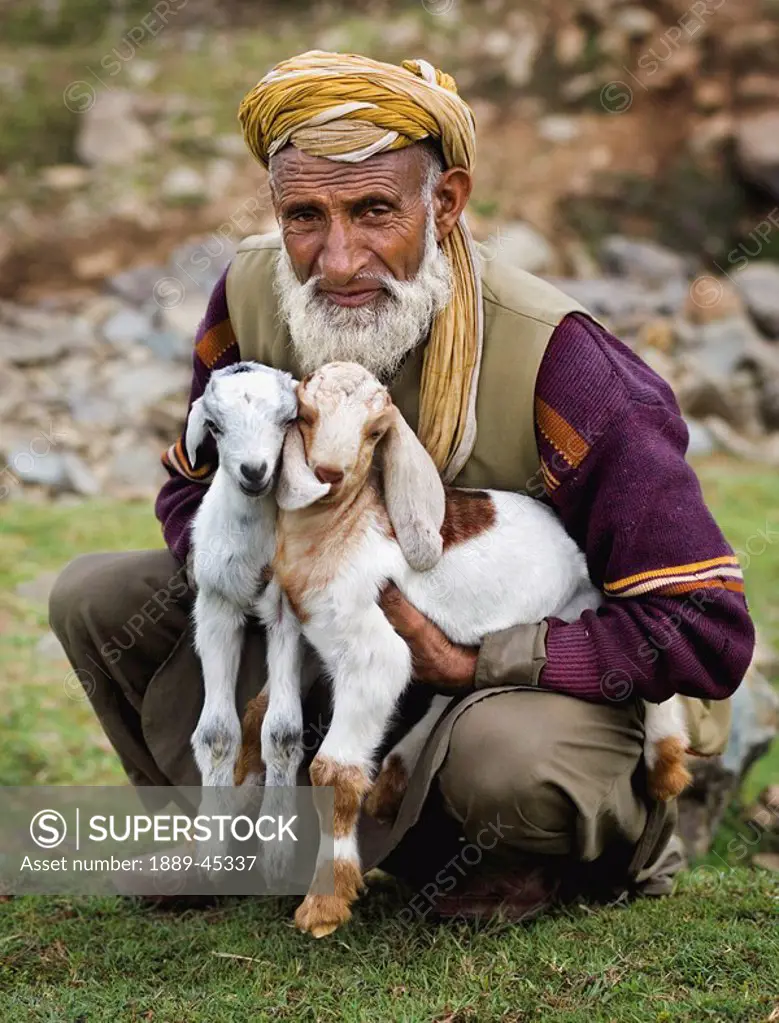 Senior male with young goats