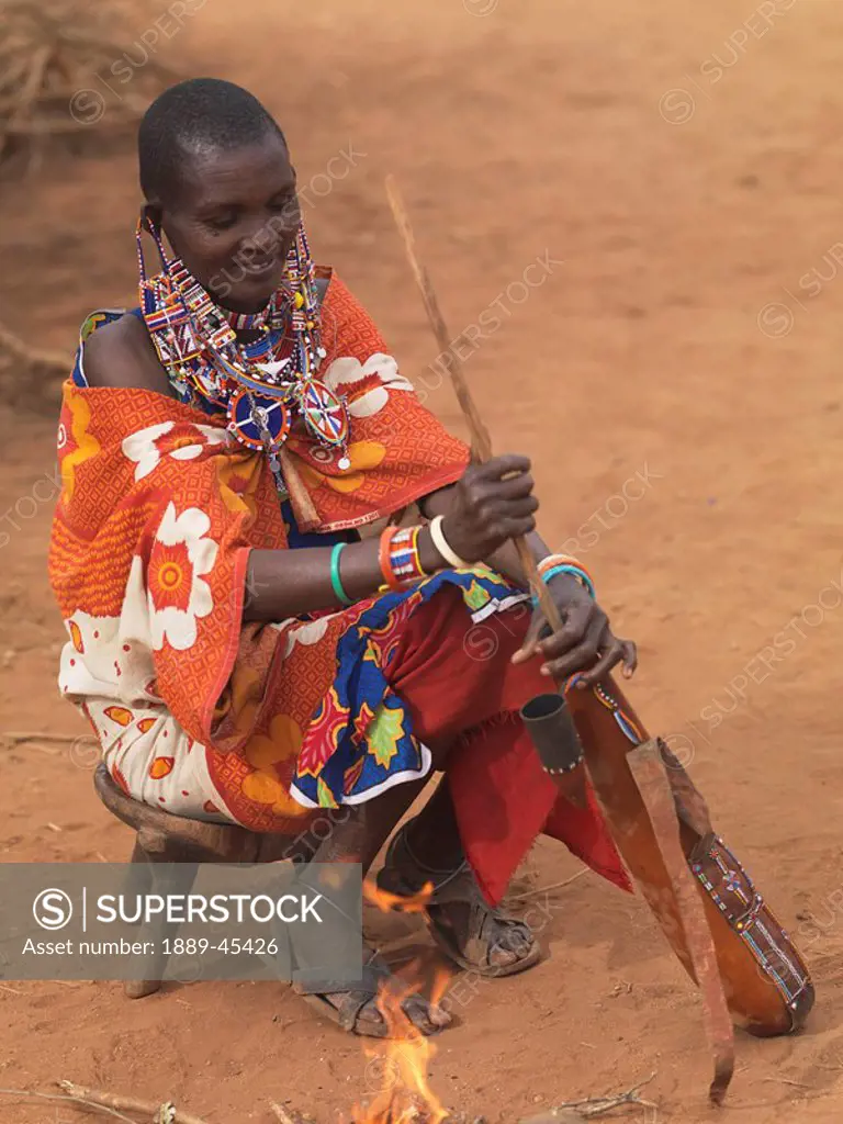 Woman from a Maasai Village, Kenya, Africa
