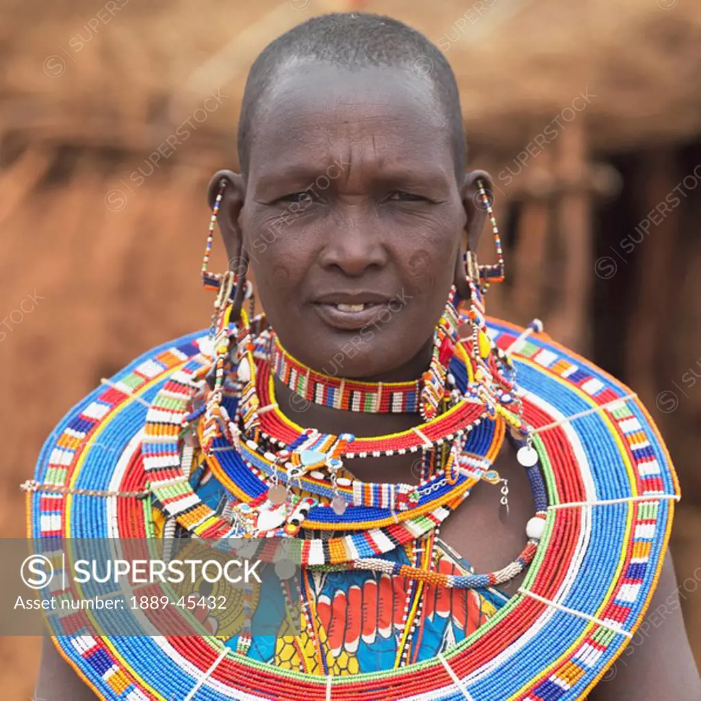Woman in Maasai village, Kenya, Africa