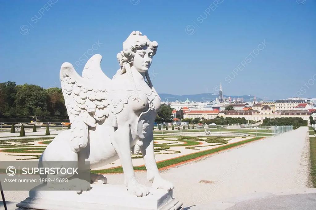winged sphinx, belvedere palace, vienna, austria