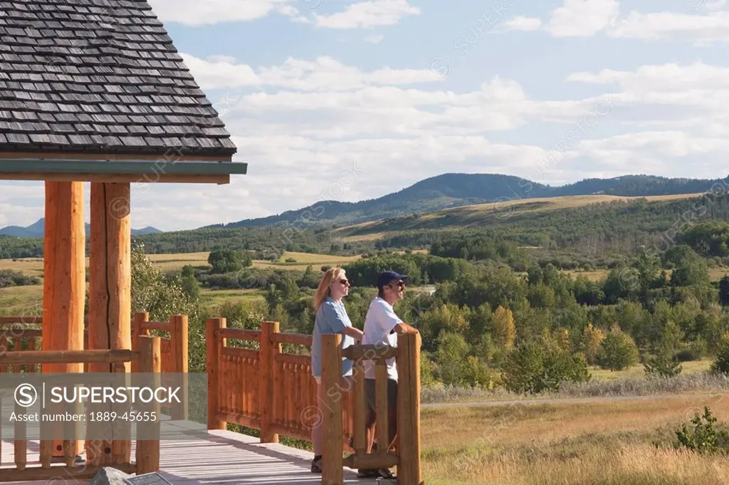 Couple looking out at the hills