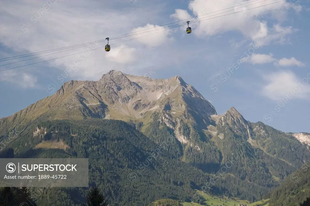Mountains and gondola lift, Mayrhofen, Tirol, Austria