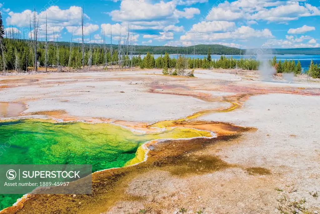 yellowstone national park, united states of america, the west thumb area with yellowstone lake in the distance