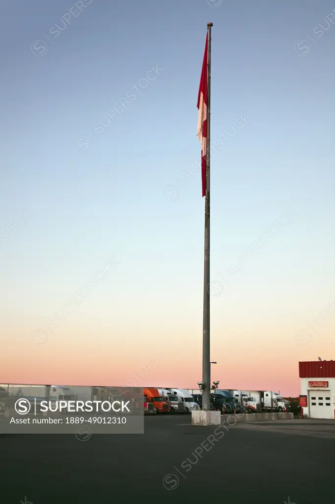 Large canadian flag with no wind; dryden ontario canada