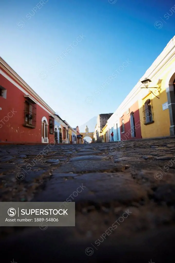 Antigua, Guatemala, Buildings Along A Stone Street