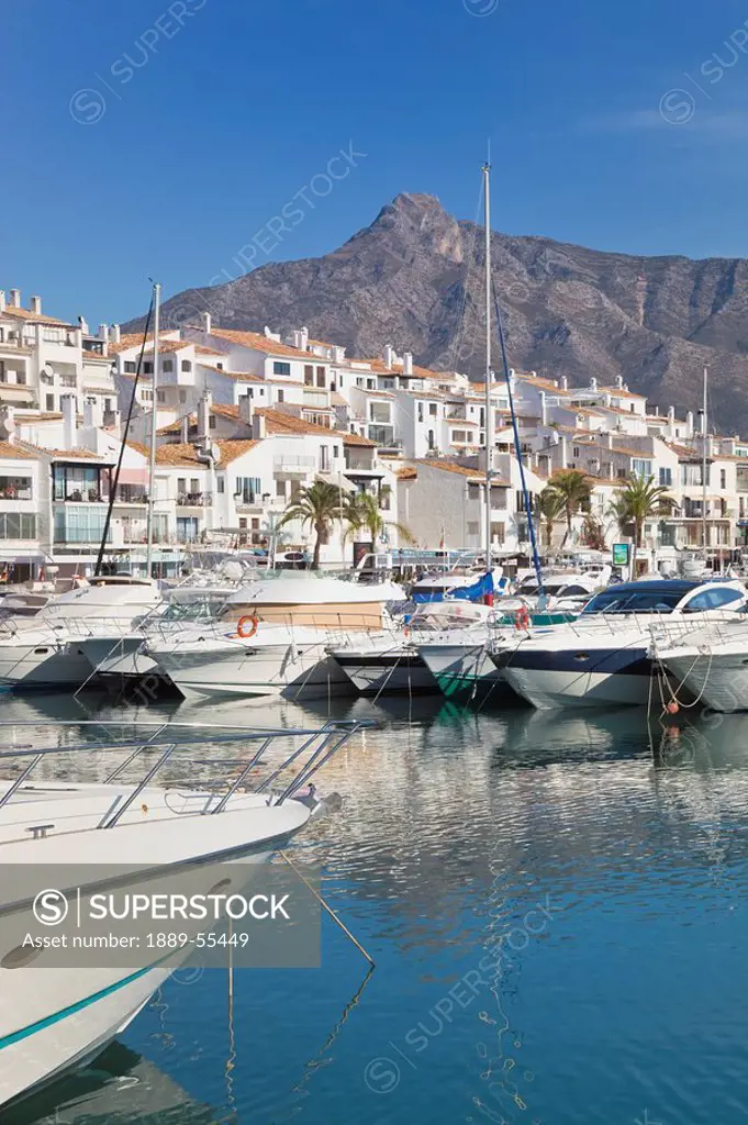 marbella, malaga, andalusia, spain, luxury yachts at puerto josé banús in costa del sol