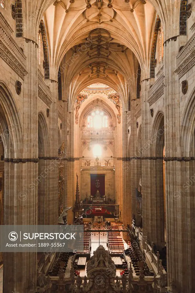 the central nave of the new cathedral catedral nueva, salamanca, salamanca province, spain