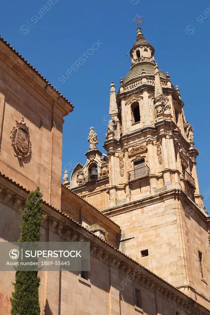 a tower of the baroque iglesia de la clerecia the clerecia church or pontefical university, salamanca, salamanca province, spain