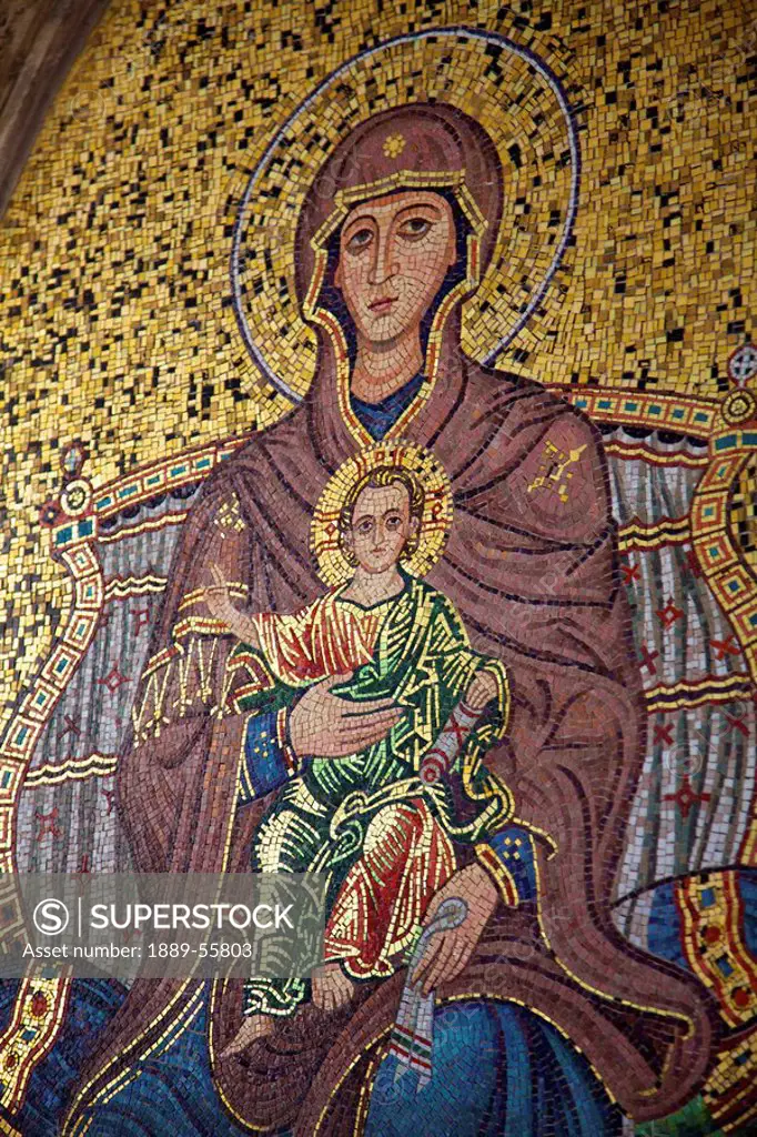 madonna and child mosaic, taormina, sicily, france