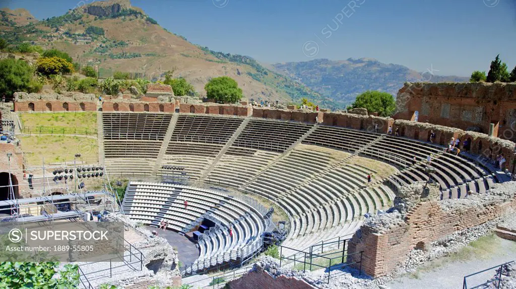 greek amphitheatre, taormina, sicily, italy