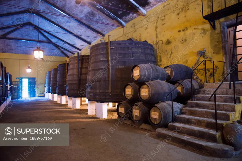 Wine Barrels In A Cellar At A Winery, Peso Da Régua, Portugal