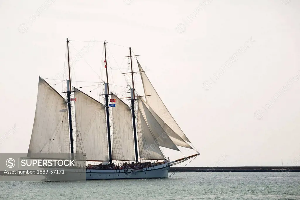 Tall Ship With Sails, Port Colborne, Ontario, Canada