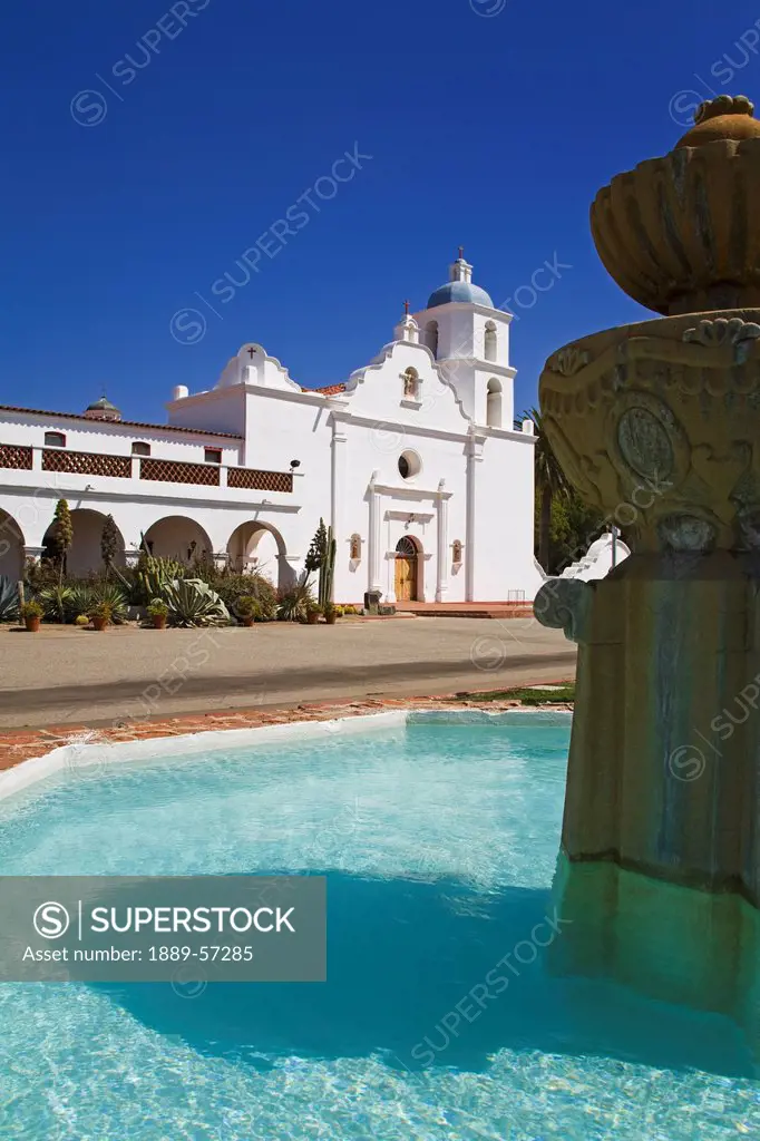 Fountain At San Luis Rey Mission Church, Oceanside, California, United States Of America