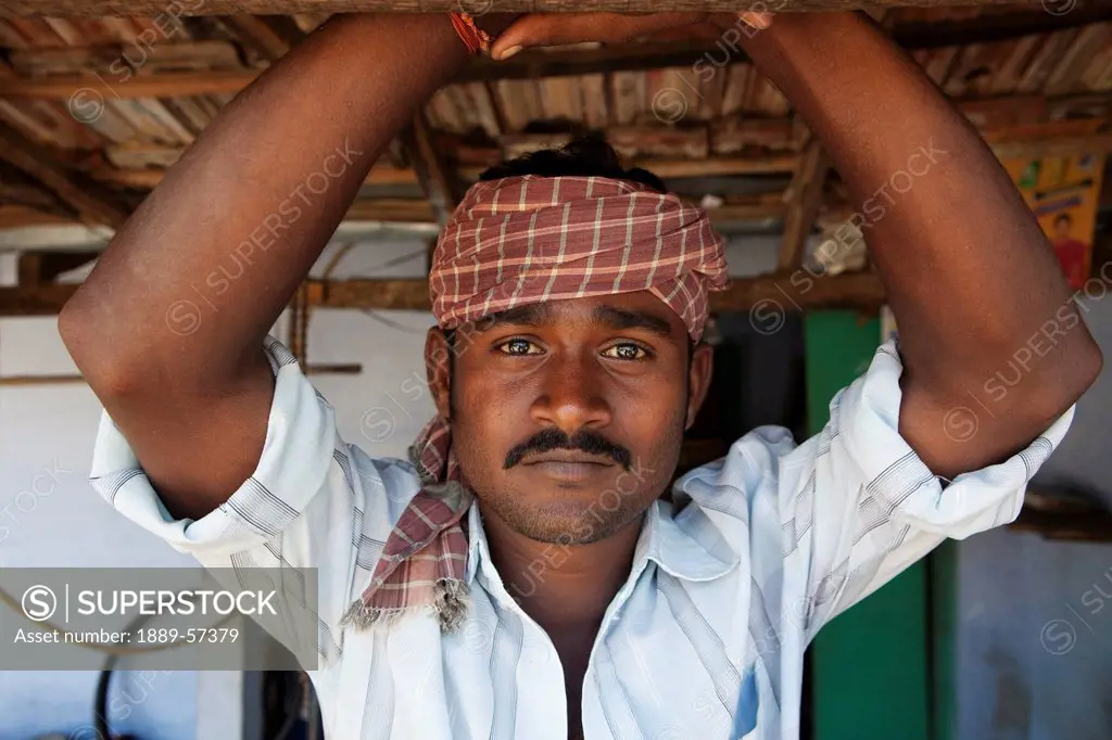 Portrait Of A Man With A Scarf Tied Around His Head, Sathyamangalam, Tamil Nadu, India