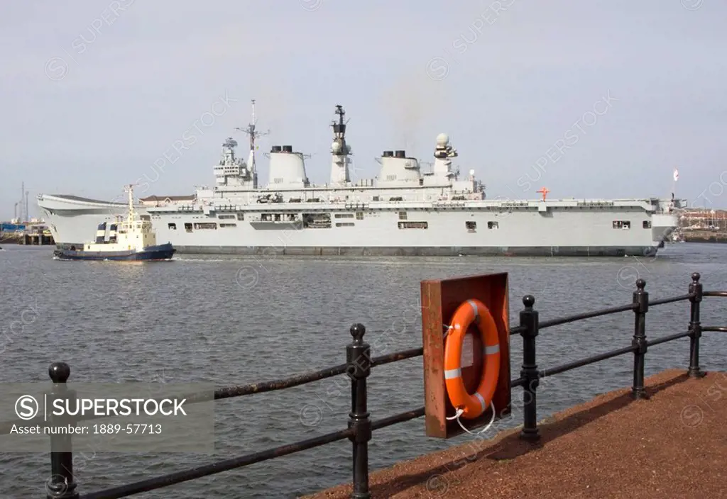 British battleship on River Tyne, Northumberland, England