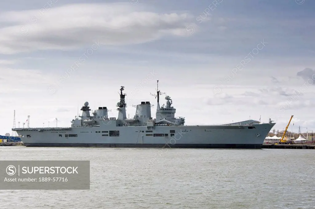 Battleship on the River Tyne, England