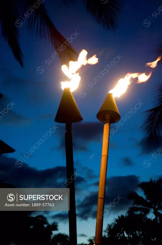Flaming torches, Maui, Hawaii, USA