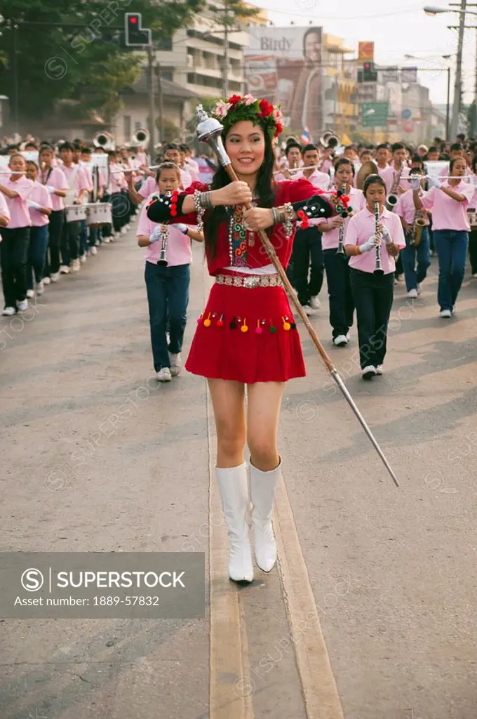 Marching band in Flower Festival, Chiang Mai, Thailand