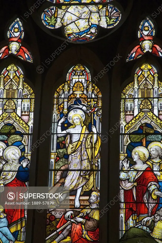 Stained glass windows, St. James Church, Avebury, Wilshire, England