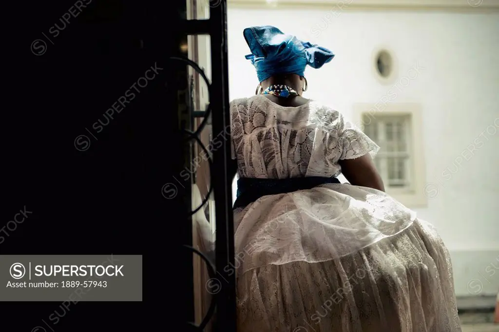 Woman in traditional dress, Pelourinho, Salvador, Brazil