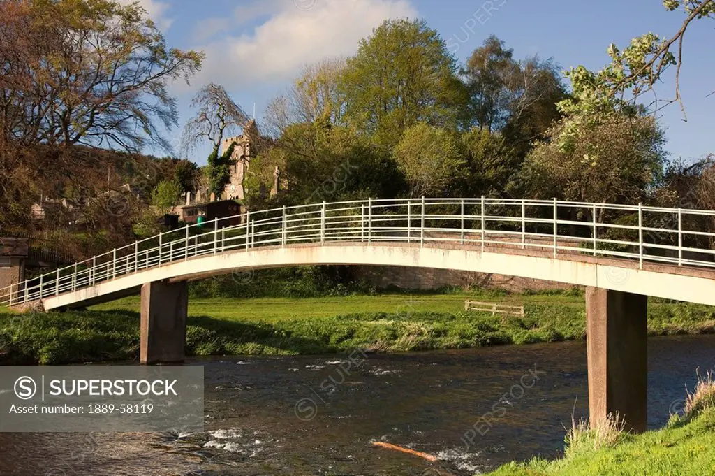 Pedestrian bridge over River Coquet, Rothbury, Northumberland, England