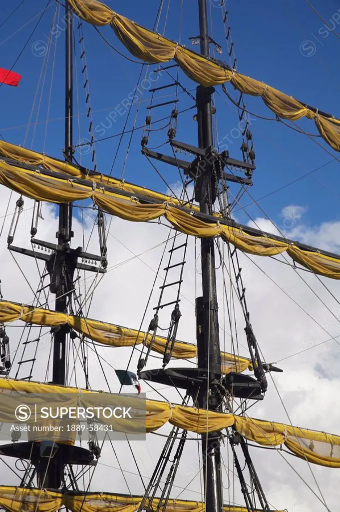 Sails of tall ship, Cabo San Lucas, Mexico