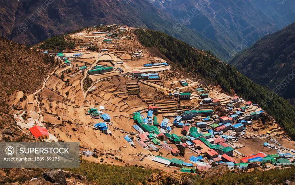 The town of Namche Bazaar, Khumbu region, Nepal
