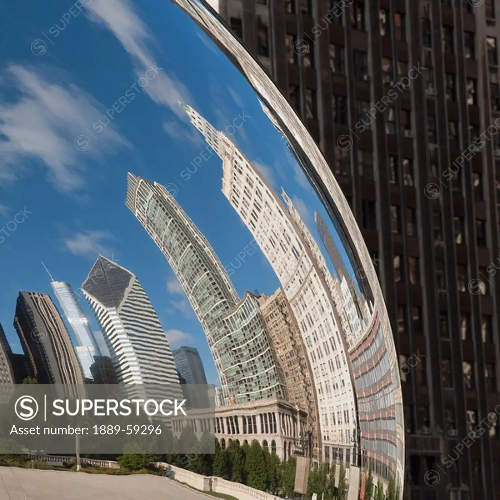 Reflection of skysline, Chicago, Illinois, USA