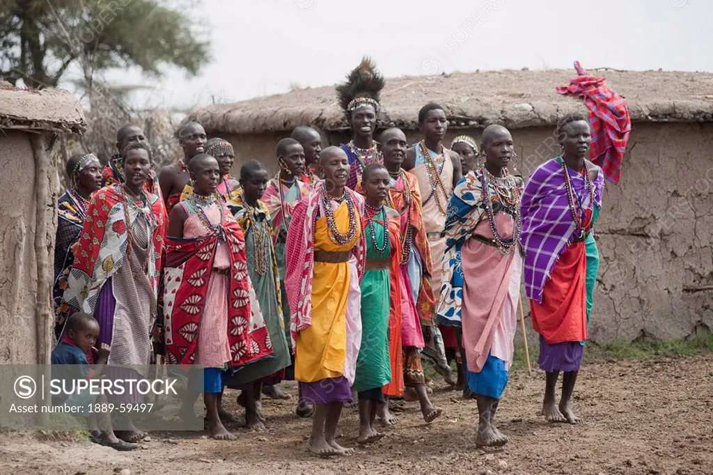 A group of people in the Massai Village, Kenya, Africa