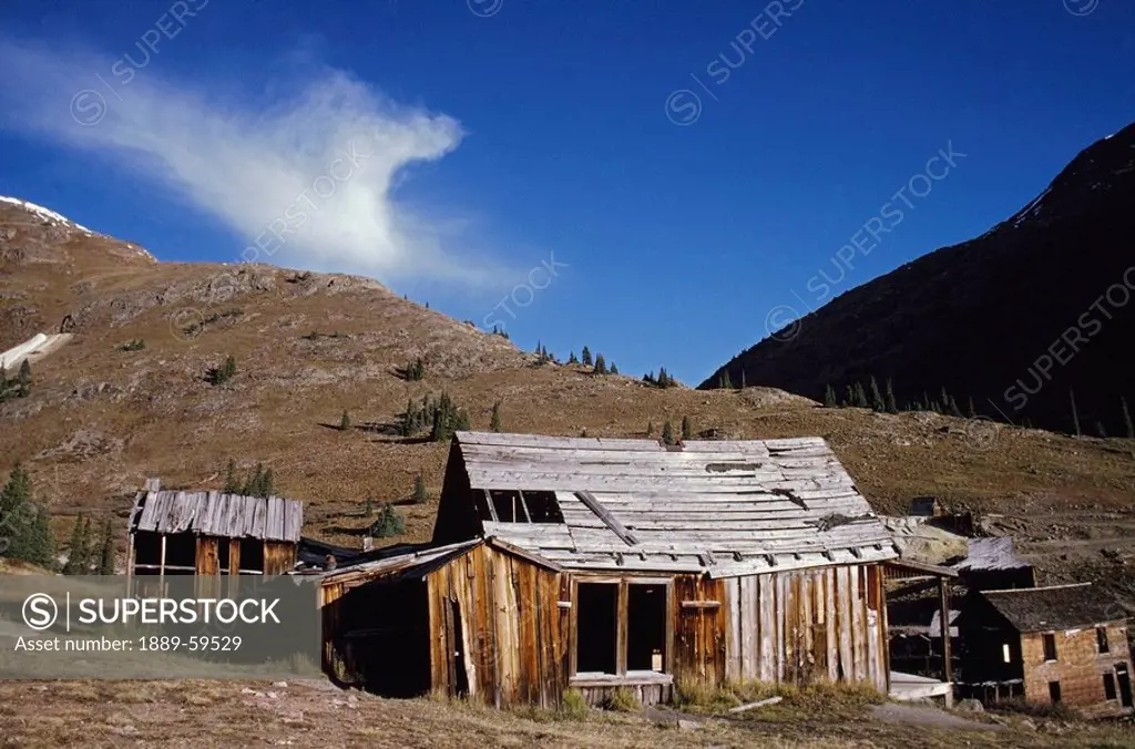 Abandoned buildings in ghost town, Animas Forks, Colorado, USA