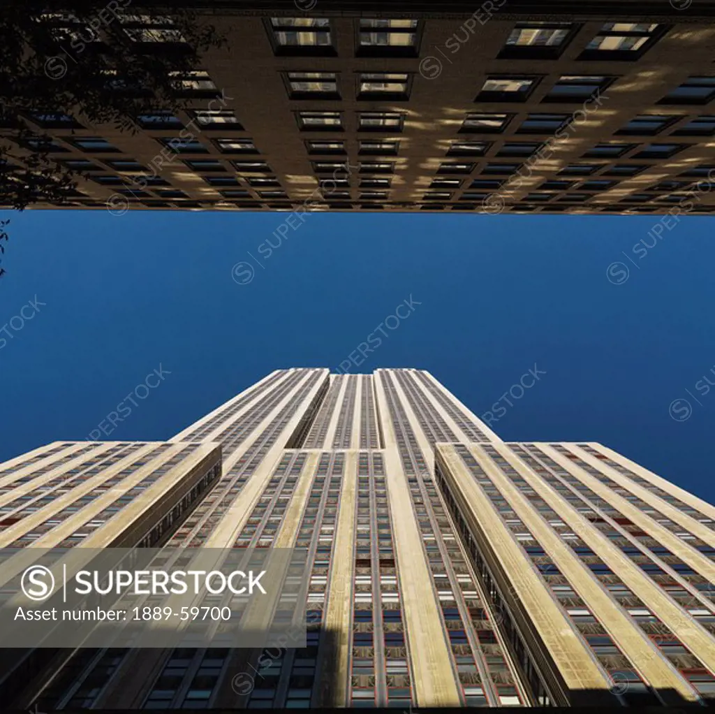 Low angle view of the Empire State Building, Manhattan, New York, USA