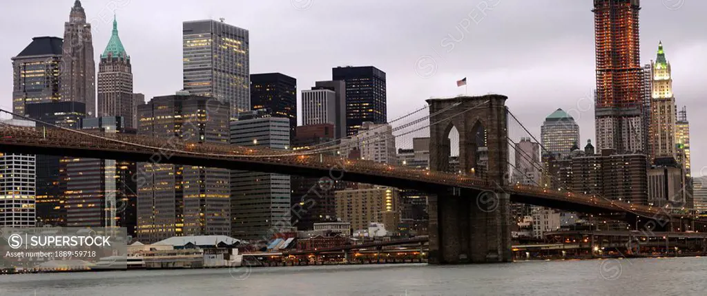The Brooklyn bridge and Manhattan, New York City, New York, United States of America