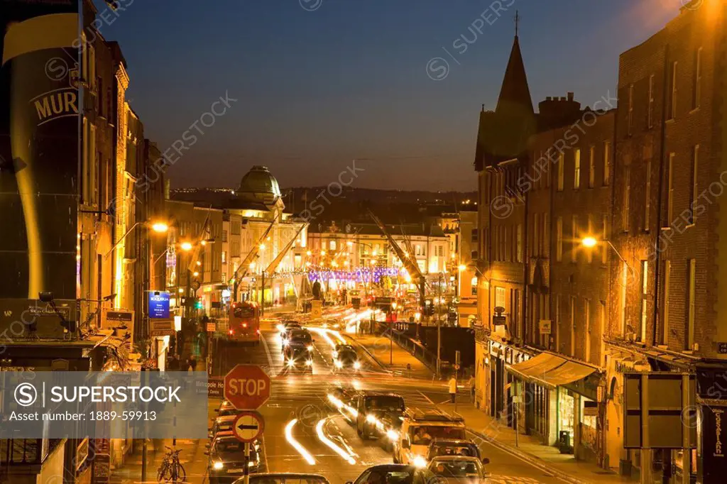Cork, Cork County, Ireland, Looking Onto Patrick Street Decorated For Christmas