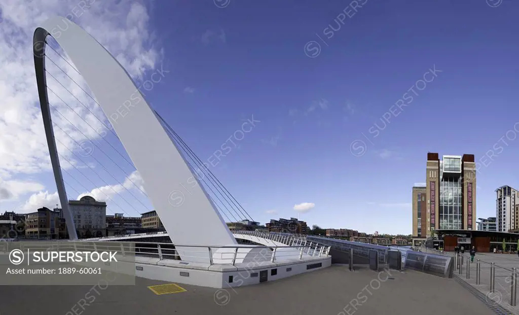 Newcastle, Northumberland, England, A White Arch On A Bridge