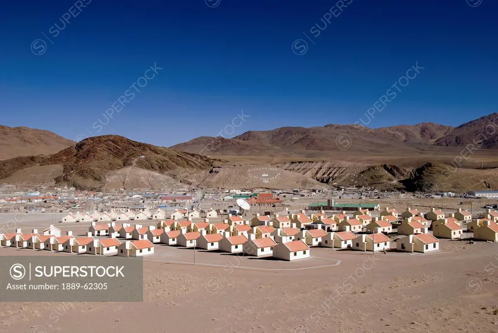 rows of houses in a town, san antonio de los cobres, salta, argentina