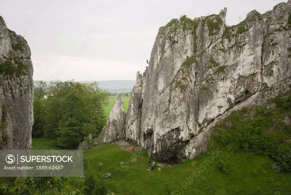 limestone cliffs, bolechowicka valley, malopolska, poland