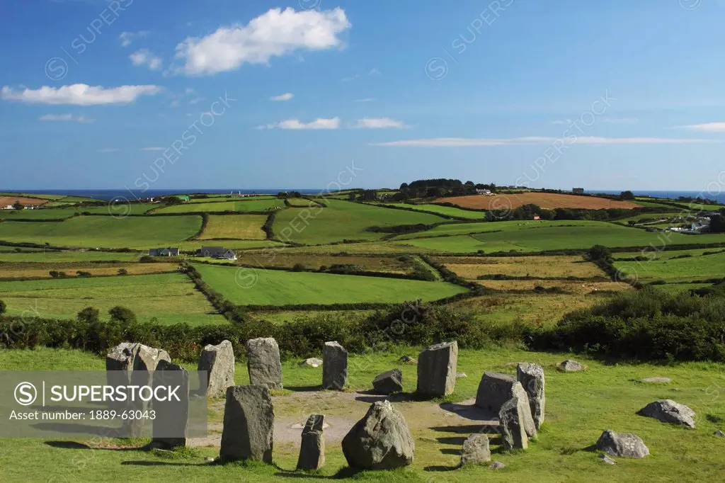 drombeg stone circle near glandore in west cork in munster region, county cork, ireland