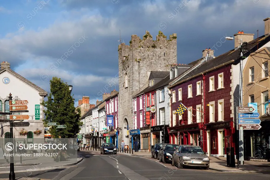 Cars And Buildings Lining A Street, Cashel, County Tipperary, Ireland