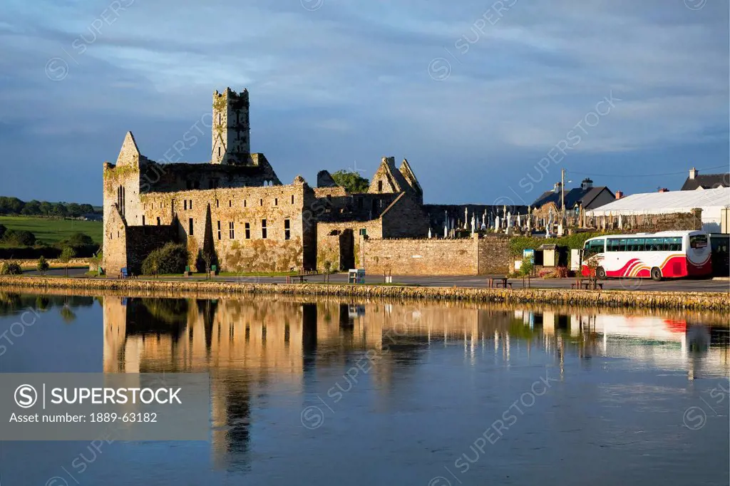the abbey reflected in water, timoleague, county cork, ireland